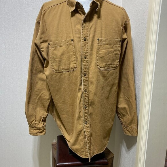 VINTAGE LL Bean Flannel Lined Work Shirt Jac Jacket Brown XXL Duck Heavy Duty - Picture 1 of 12